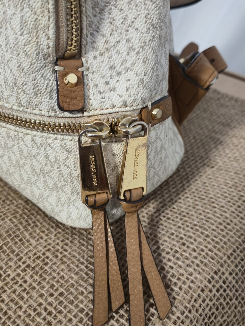 Michael Kors Cream/Beige Logo Mini Backpack - Picture 3 of 14